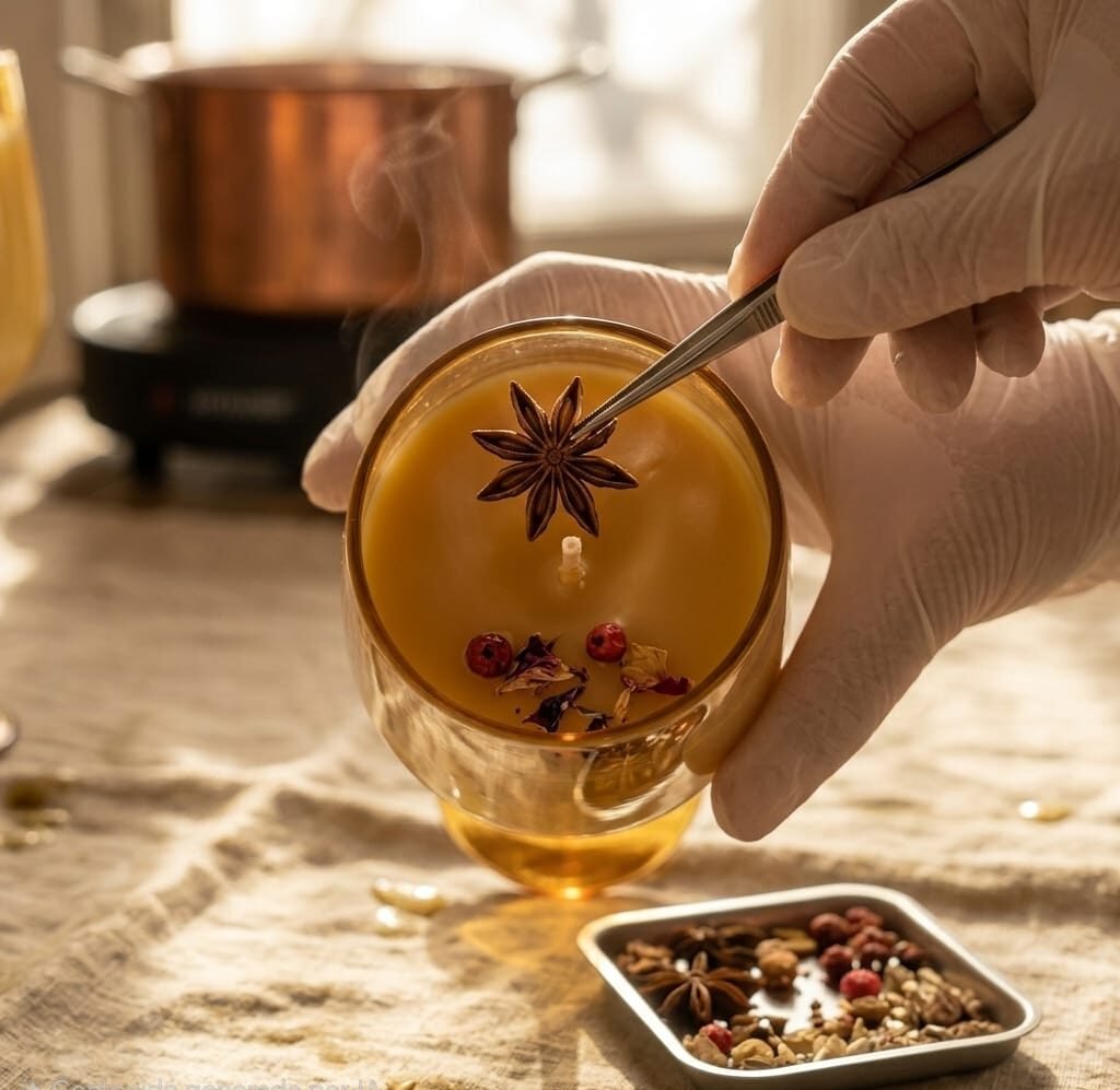 colocación de flor en copa